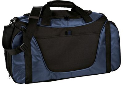Am image of a Custom Port Authority Medium Two Tone Duffel in Navy/Black!