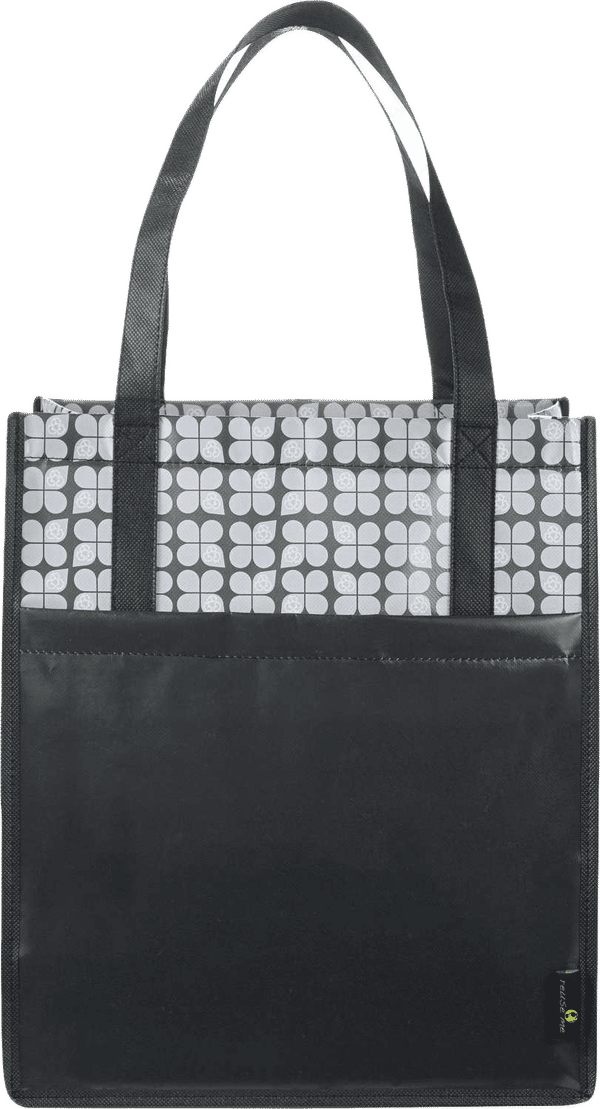 Am image of a Custom Big Grocery Laminated NonWoven Tote in Black!