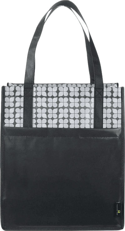 Am image of a Custom Big Grocery Laminated NonWoven Tote in Black!