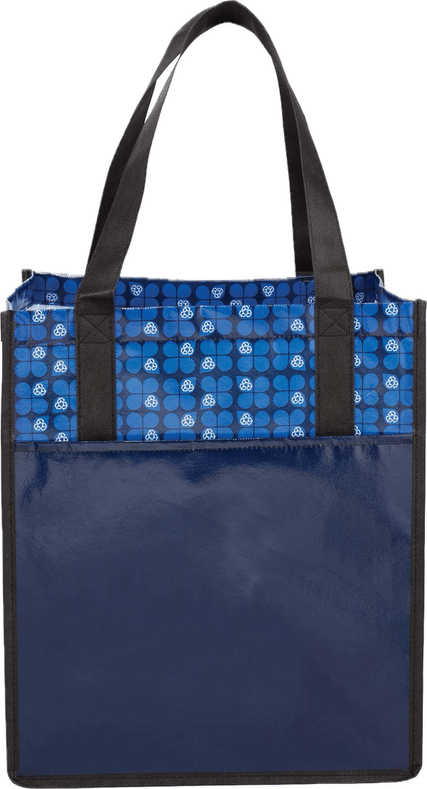 Am image of a Custom Big Grocery Laminated NonWoven Tote in Navy!