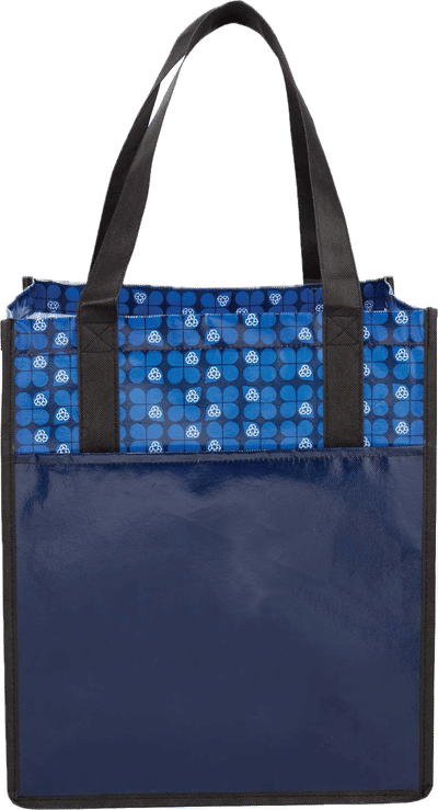 Am image of a Custom Big Grocery Laminated NonWoven Tote in Navy!