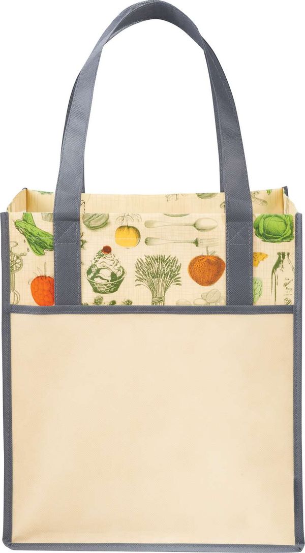 An image of a Custom Big Grocery Vintage Laminated NonWoven Tote in Natural!