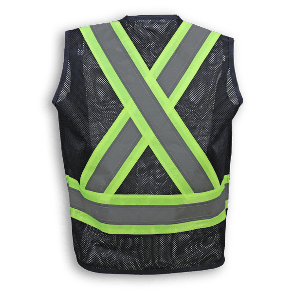 Am image of a Custom Big K 100 Percent Polyester Mesh Surveyor Vest in Black!