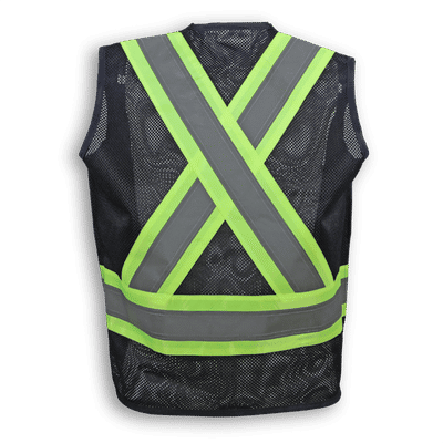 Am image of a Custom Big K 100 Percent Polyester Mesh Surveyor Vest in Black!