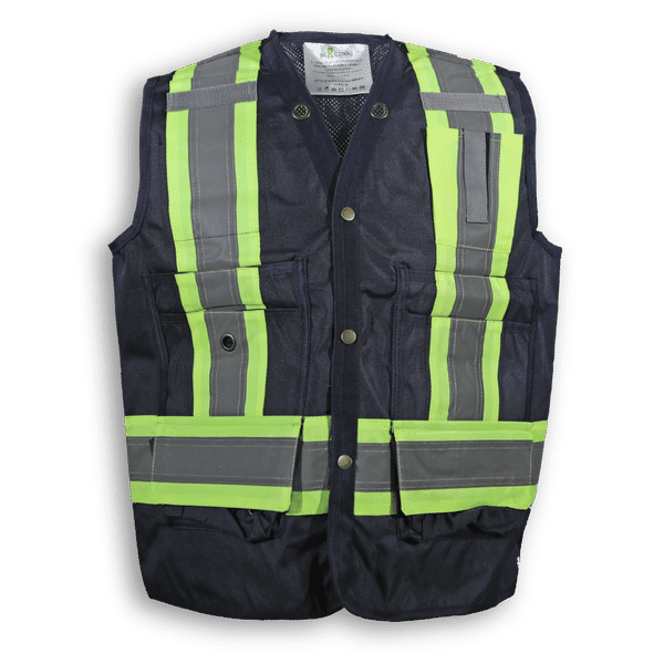 Am image of a Custom Big K 100 Percent Polyester Mesh Surveyor Vest in Black!