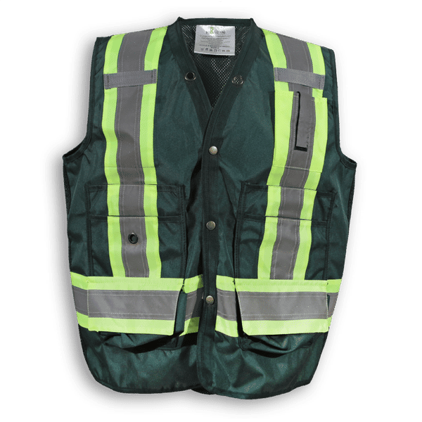 Am image of a Custom Big K 100 Percent Polyester Mesh Surveyor Vest in Forest Green!