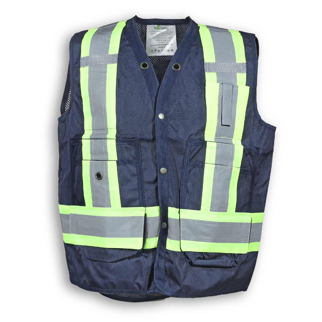 Big K 100 Percent Polyester Mesh Surveyor Vest in Navy