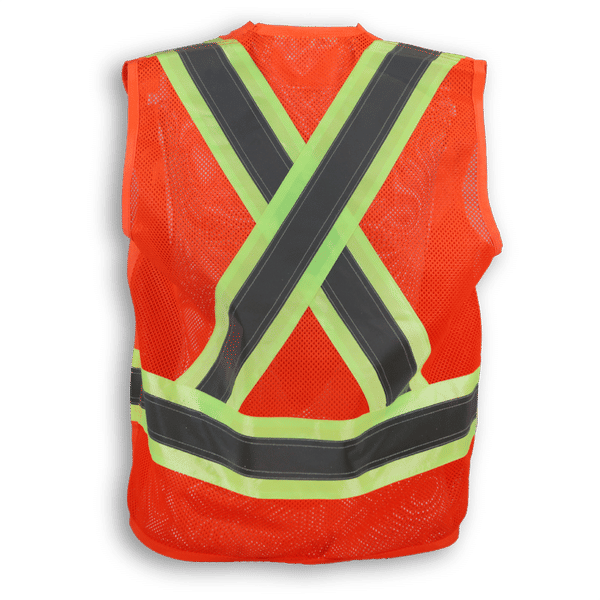 Am image of a Custom Big K 100 Percent Polyester Mesh Surveyor Vest in Orange!