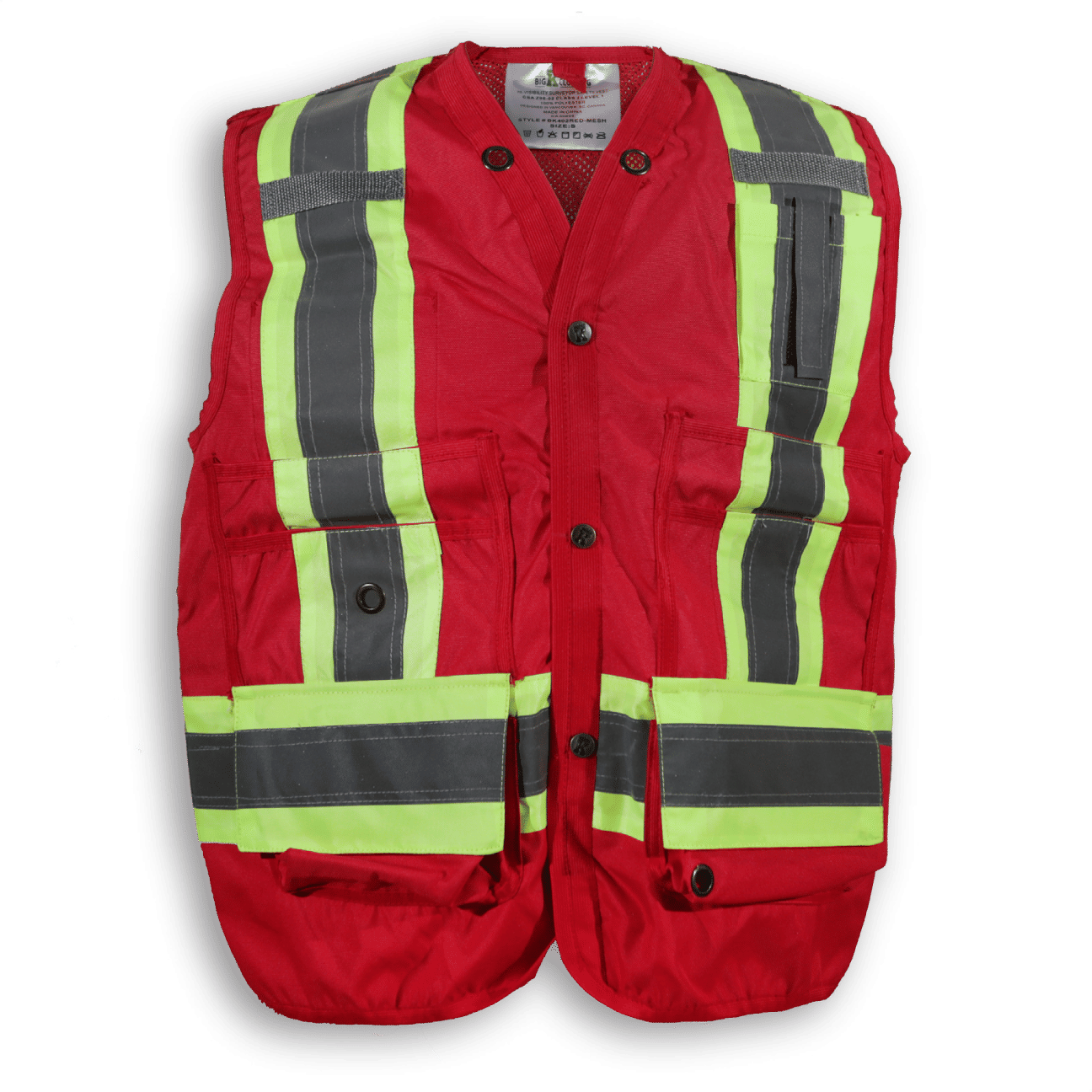 Big K 100 Percent Polyester Mesh Surveyor Vest in Red