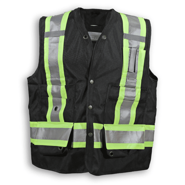 Am image of a Custom Big K 100 Percent Polyester Surveyor Vest in Black!