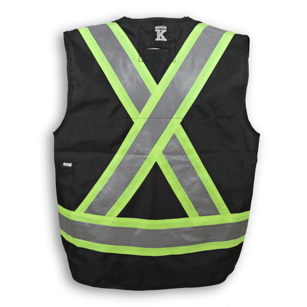 Am image of a Custom Big K 100 Percent Polyester Surveyor Vest in Black!