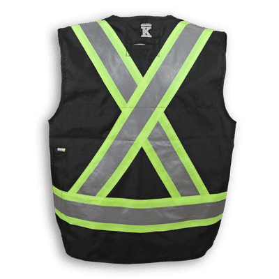 Am image of a Custom Big K 100 Percent Polyester Surveyor Vest in Black!