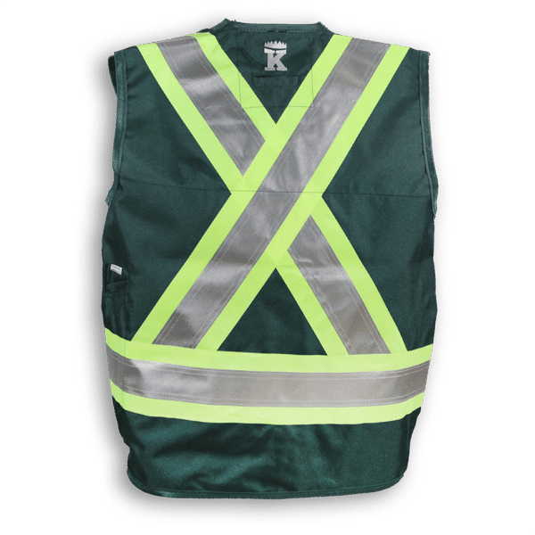 An image of a Custom Big K 100 Percent Polyester Surveyor Vest in Forest Green!
