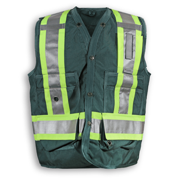 An image of a Custom Big K 100 Percent Polyester Surveyor Vest in Forest Green!