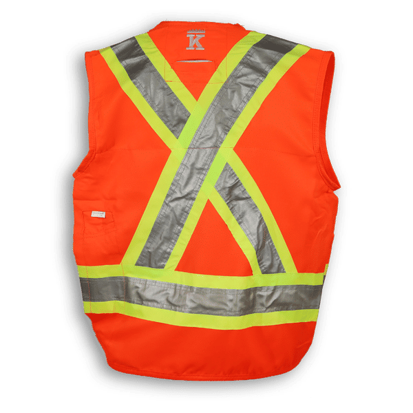 Am image of a Custom Big K 100 Percent Polyester Surveyor Vest in Orange!