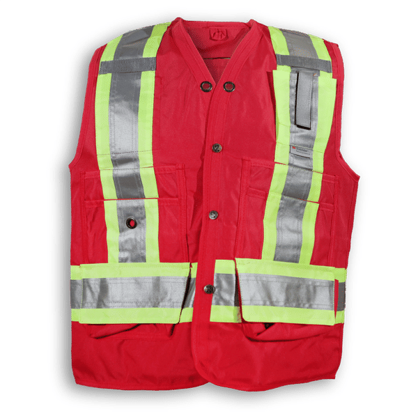 Am image of a Custom Big K 100 Percent Polyester Surveyor Vest in Red!