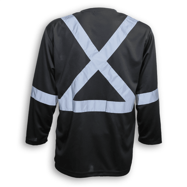 Am image of a Custom Big K 100 Percent Soft Polyester Traffic Safety Long Sleeve T Shirt in Black!