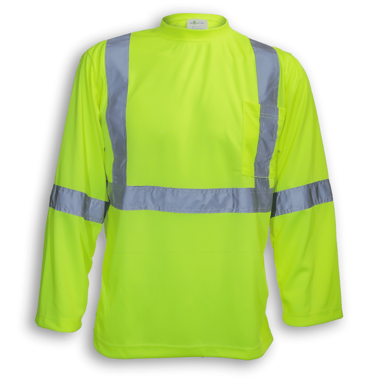 Big K 100 Percent Soft Polyester Traffic Safety Long Sleeve T Shirt in Lime