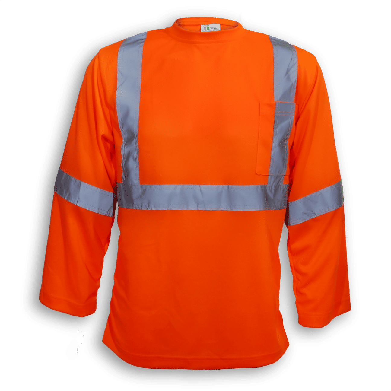 Big K 100 Percent Soft Polyester Traffic Safety Long Sleeve T Shirt in Orange
