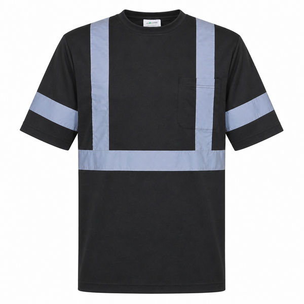 An image of a Custom Big K 100 Percent Soft Polyester Traffic Safety TShirt in Black!