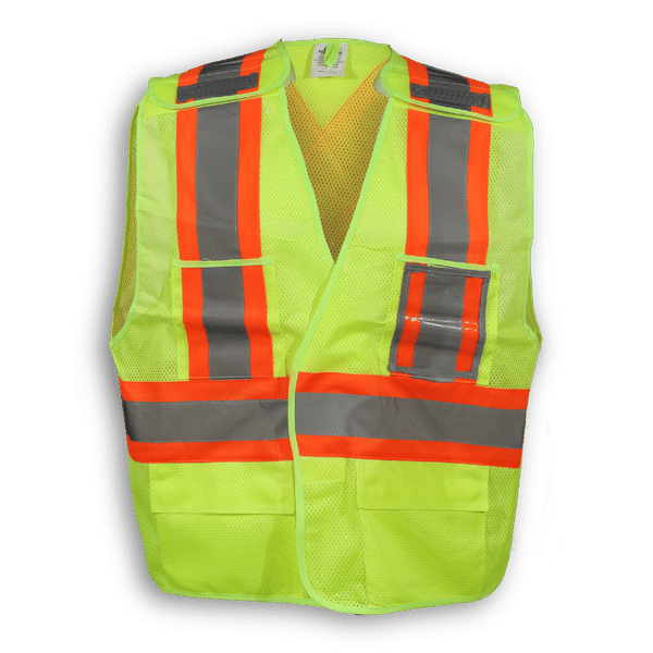 Am image of a Custom Big K 100 Polyester Mesh Safety Vest in Lime!