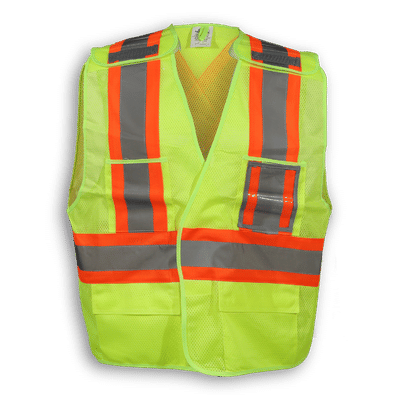 Am image of a Custom Big K 100 Polyester Mesh Safety Vest in Lime!