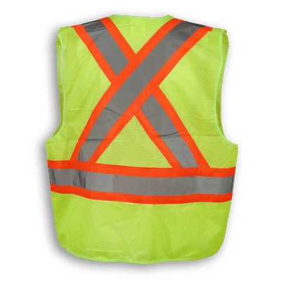 Am image of a Custom Big K 100 Polyester Mesh Safety Vest in Lime!
