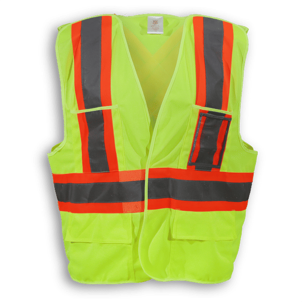 Am image of a Custom Big K 100 Polyester Safety Vest in Lime!