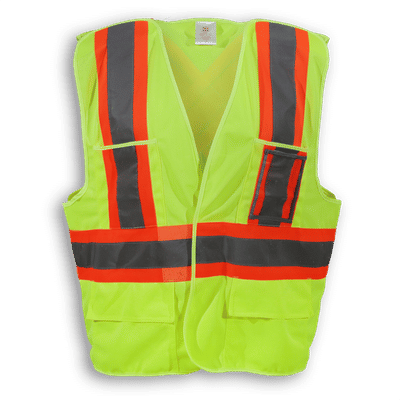 Am image of a Custom Big K 100 Polyester Safety Vest in Lime!