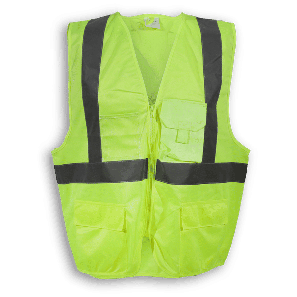 Am image of a Custom Big K 100 Polyester Safety Vest with Zipper in Lime!