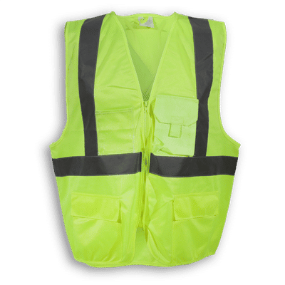 Am image of a Custom Big K 100 Polyester Safety Vest with Zipper in Lime!