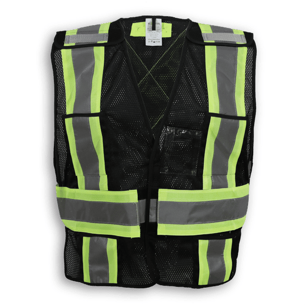 Am image of a Custom Big K 100 Polyester Soft Mesh Safety Vest in Black!