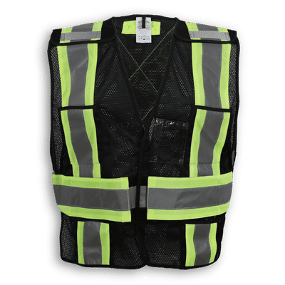 Am image of a Custom Big K 100 Polyester Soft Mesh Safety Vest in Black!