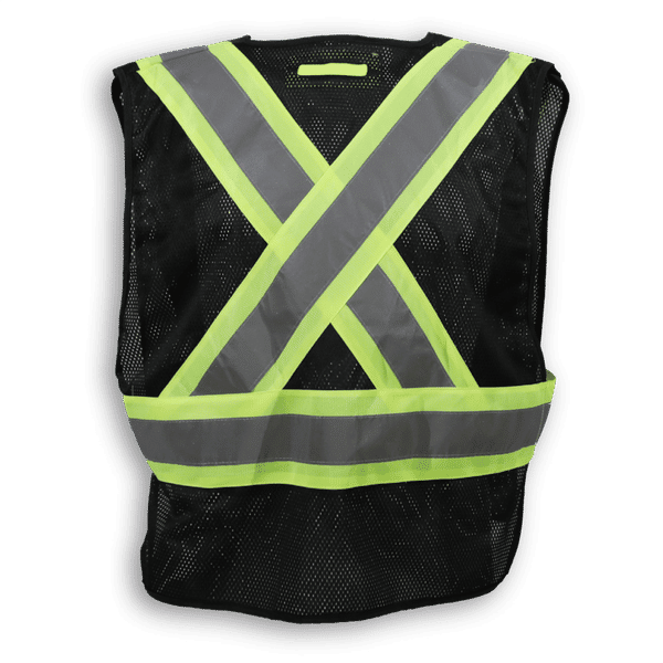 Am image of a Custom Big K 100 Polyester Soft Mesh Safety Vest in Black!