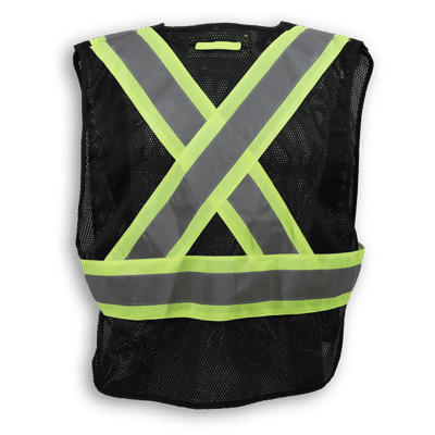 Am image of a Custom Big K 100 Polyester Soft Mesh Safety Vest in Black!