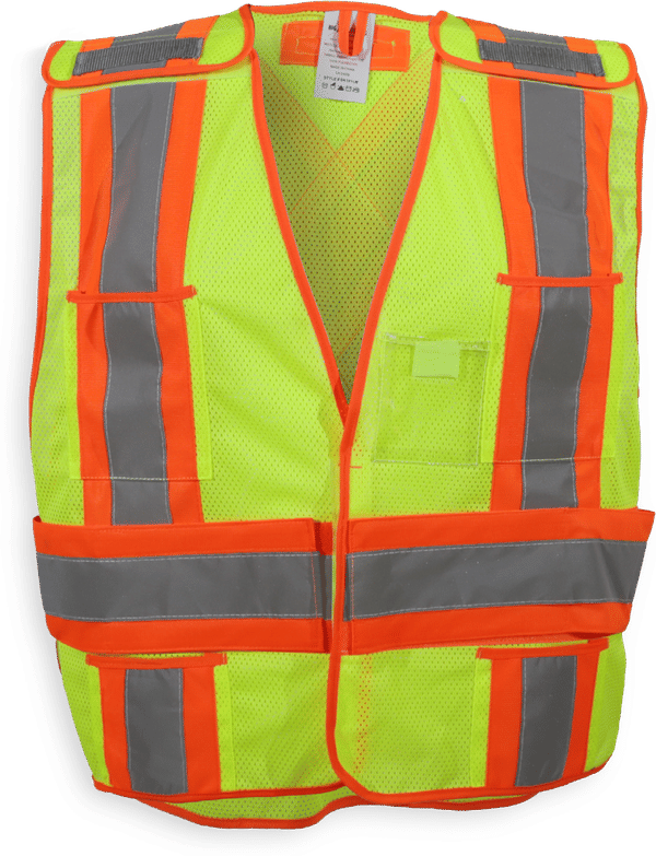 An image of a Custom Big K 100 Polyester Soft Mesh Safety Vest in Lime!