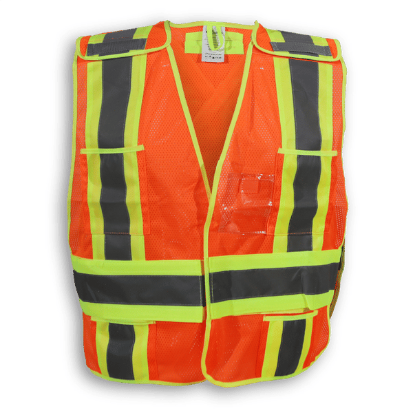 Am image of a Custom Big K 100 Polyester Soft Mesh Safety Vest in Orange!