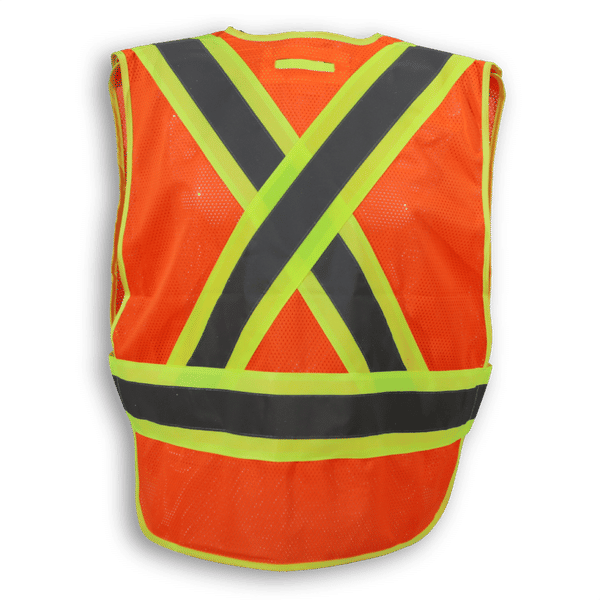 Am image of a Custom Big K 100 Polyester Soft Mesh Safety Vest in Orange!