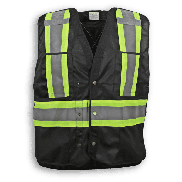 Am image of a Custom Big K 100 Polyester Tear Away Safety Vest 139 in Black!
