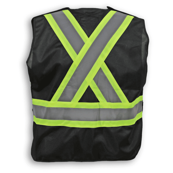 Am image of a Custom Big K 100 Polyester Tear Away Safety Vest 139 in Black!