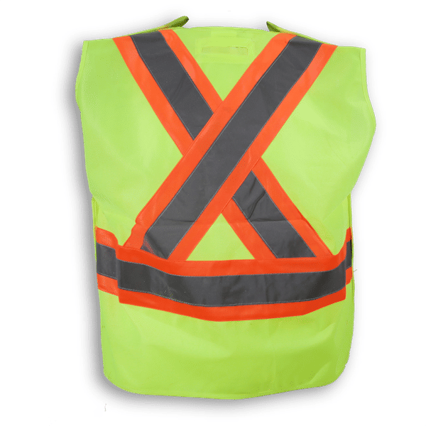 Am image of a Custom Big K 100 Polyester Tear Away Safety Vest 139 in Lime!