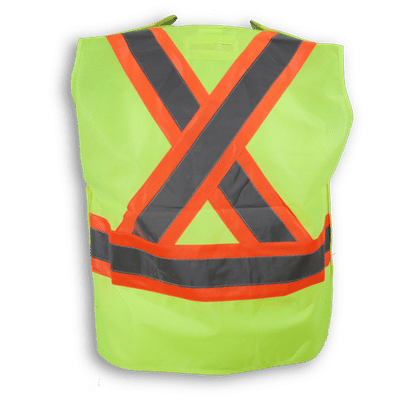 Am image of a Custom Big K 100 Polyester Tear Away Safety Vest 139 in Lime!