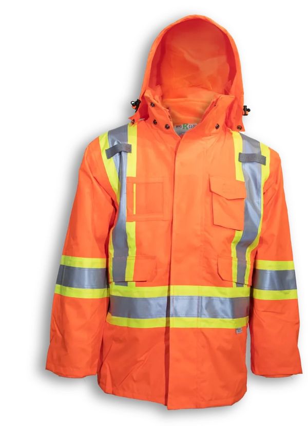 Am image of a Custom Big K 3 in 1 Rain Jacket in Orange!