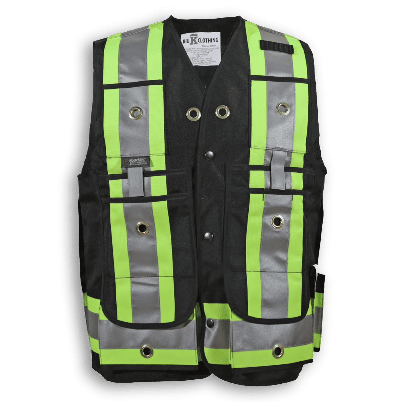 Big K 600 Denier Poly Surveyor Safety Vest in Black