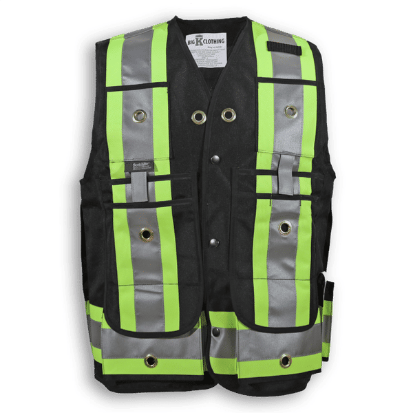 Am image of a Custom Big K 600 Denier Poly Surveyor Safety Vest in Black!