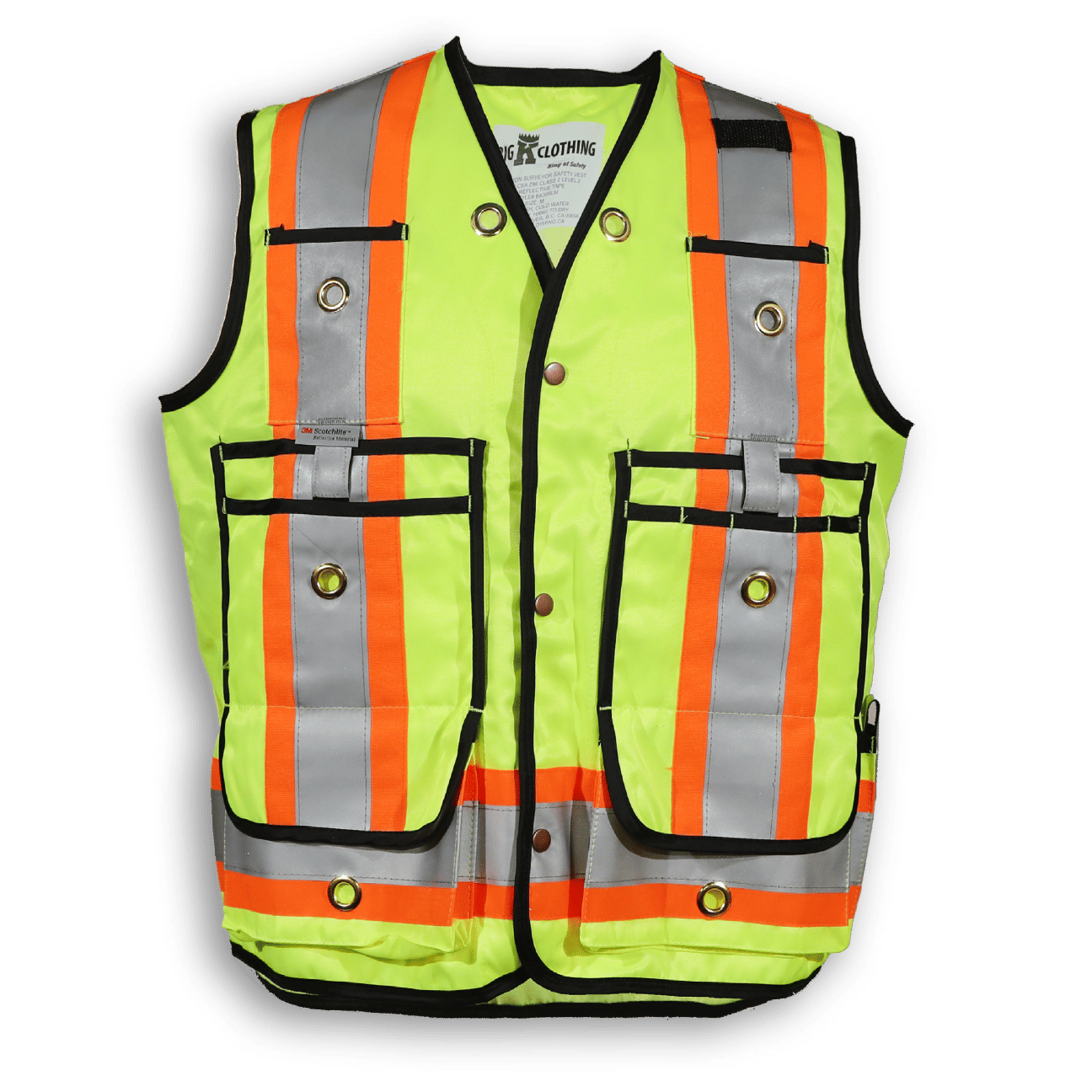 Big K 600 Denier Poly Surveyor Safety Vest in Lime