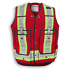 Am image of a Custom Big K 600 Denier Poly Surveyor Safety Vest in Red!