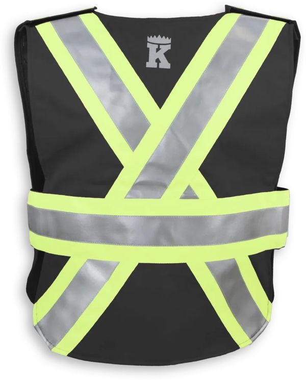 Am image of a Custom Big K Clothing Indura Ultrasoft FR Traffic Safety Vest in Black!