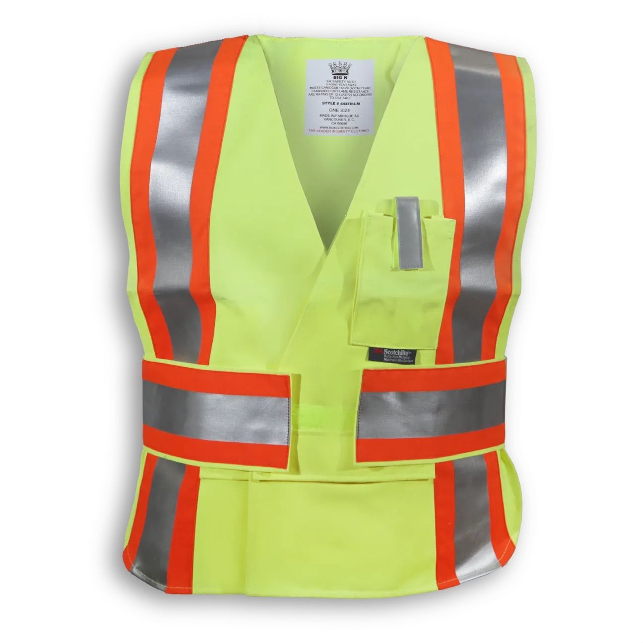 Big K Clothing Indura Ultrasoft FR Traffic Safety Vest in Lime