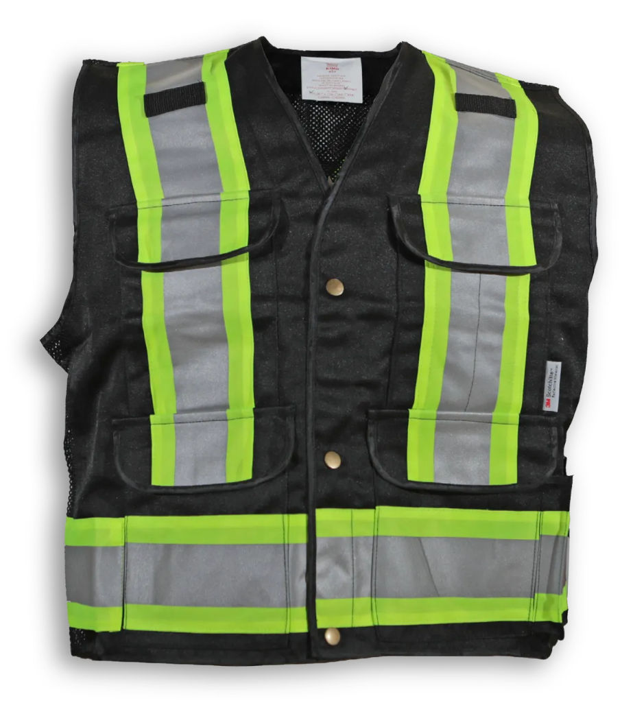 Big K Clothing Supervisor Safety Vest in Black Poly/Cotton Mesh